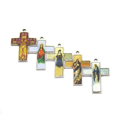 Mélange de 10 unités, pendentif croix sur le thème chrétien, breloques, recherche de bijoux, fournisseurs D-3-270