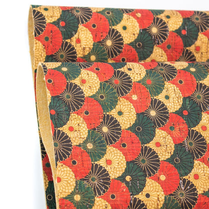 Tissu en liège à motif de fleurs multicolores COF-252