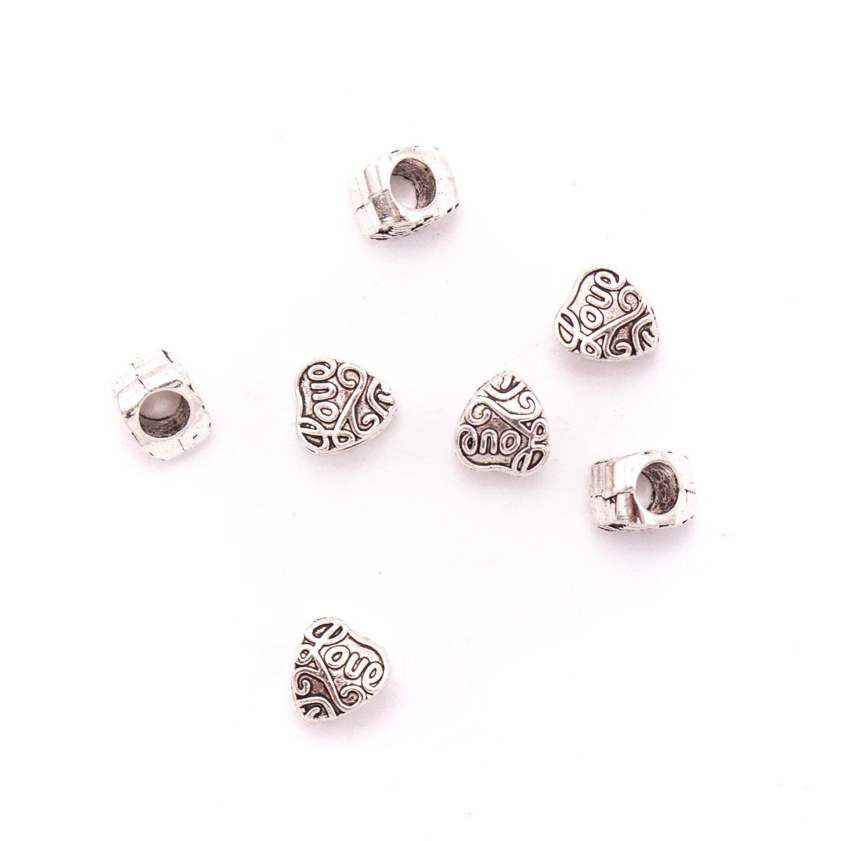 20PCS For 5mm leather antique silver zamak heart beads, Jewelry supply Findings Components- D-5-5-148