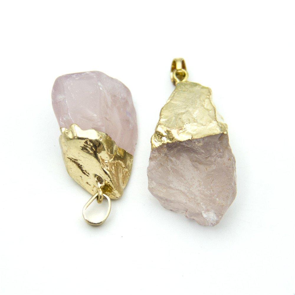 1 pièces or rose pierre naturelle cristal forme irrégulière pendentif 37x15mm bijoux trouver D-3-346-A