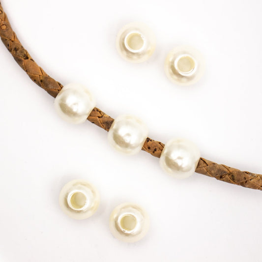 5 ou 10 pièces de perles blanches, 4 couleurs de tailles différentes pour cordon de 5 mm et 4 mm D-5-5-143
