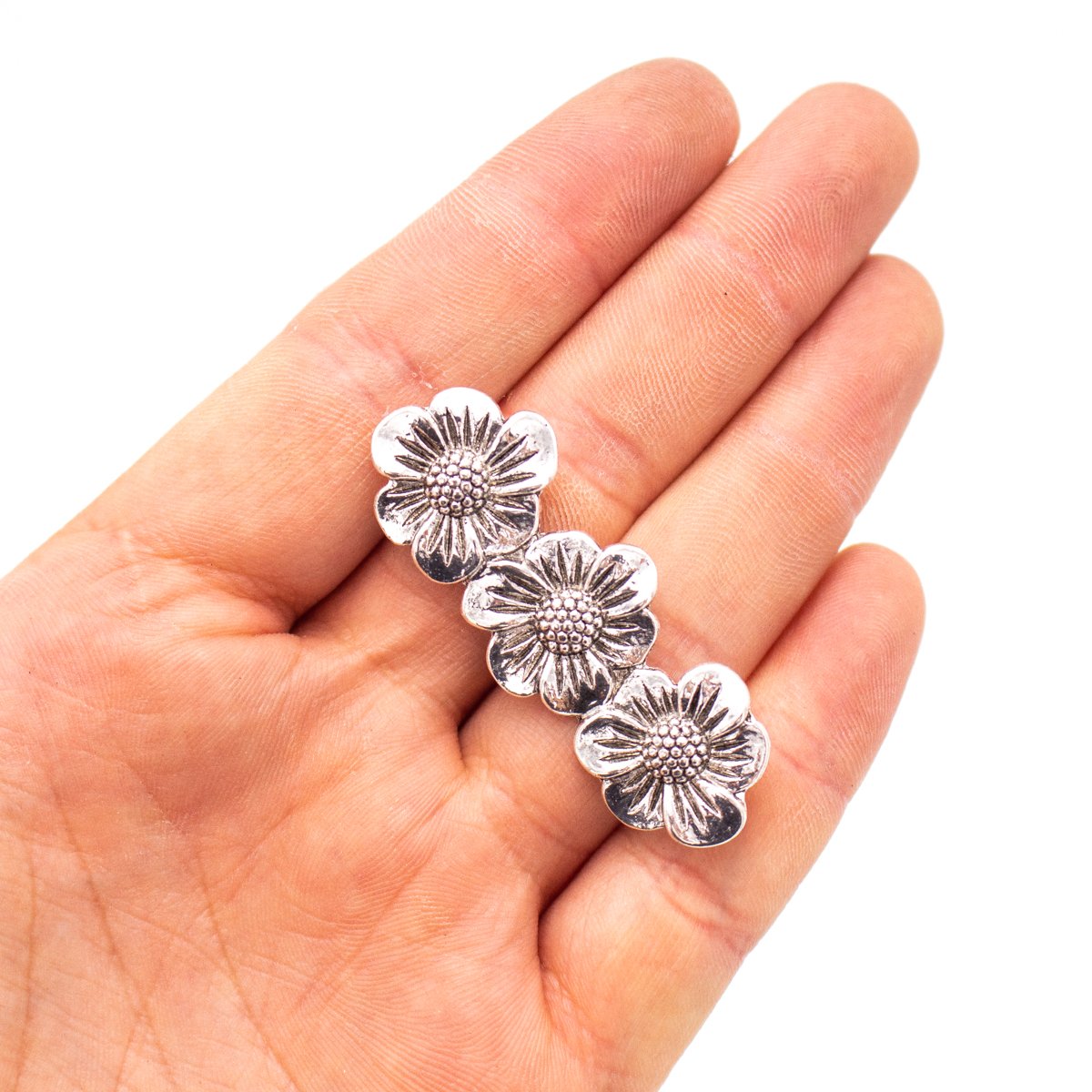 5Pcs For 10mm flat leather,AntiqueThree flower bracelet accessories jewelry supplies jewelry finding D-1-10-239