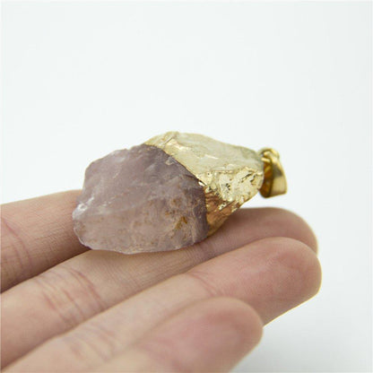 1pcs pink gold natural stone crystal irregular shape pendant 37x15mm jewellery jewelry finding D-3-346-A