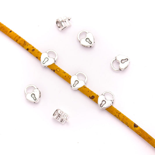 20PCS For 5mm leather antique silver zamak 5mm round heart lock beads Jewelry supply Findings Components- D-5-5-168