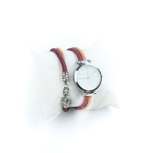 natural color ladies watch belt, cork bracelet, cork silver watch,WA-427（random box）