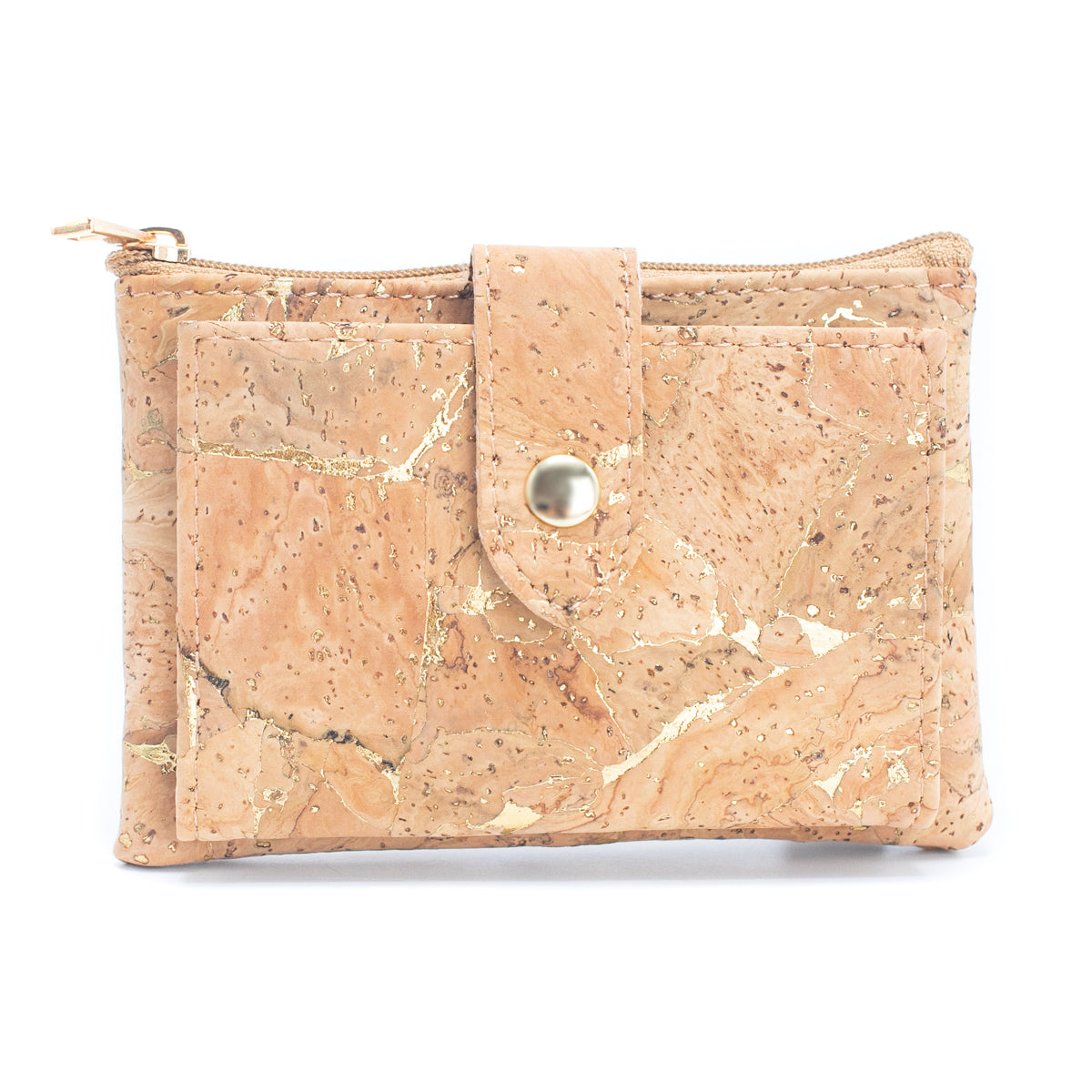 Slim Gold & Silver Cork Snap Short Wallet | THE CORK COLLECTION