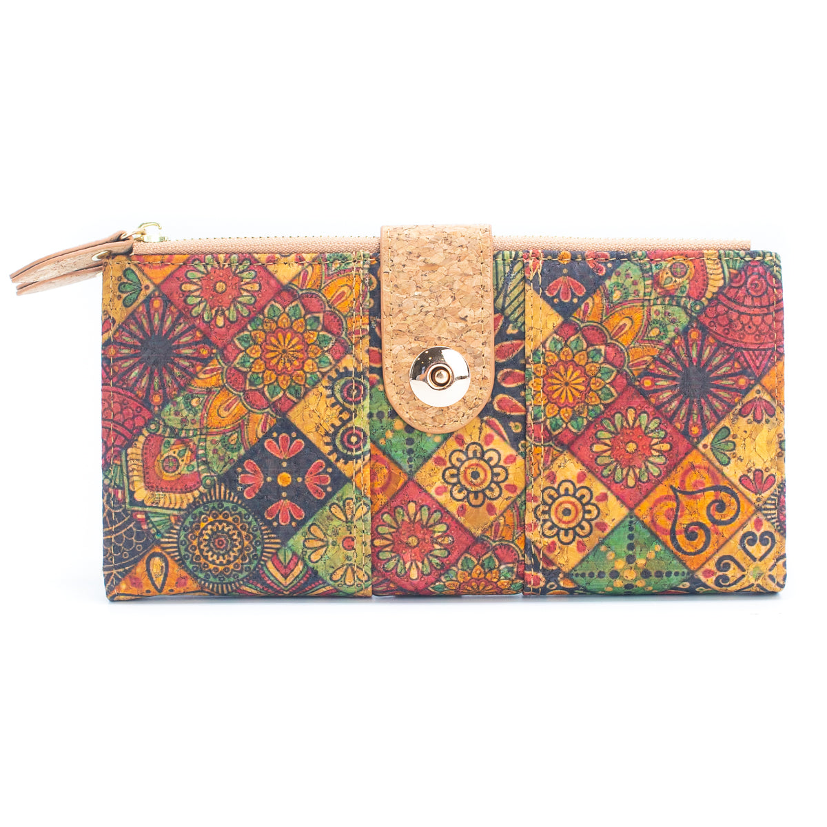 Long Cork Wallets w/ Floral Mosaic Patterns | THE CORK COLLECTION