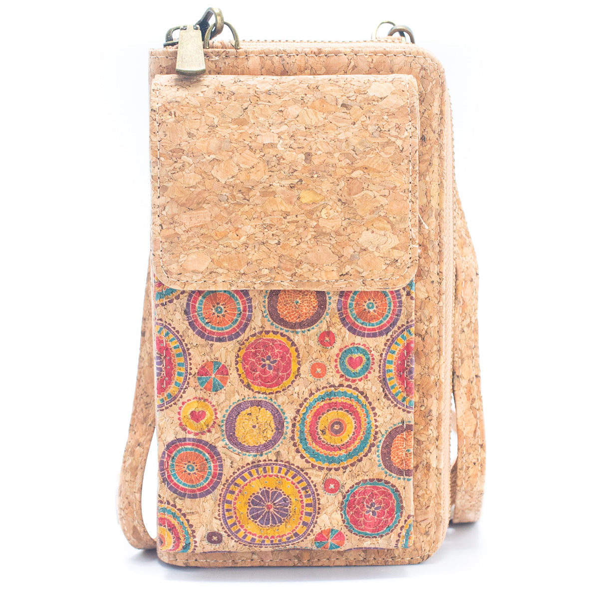 Natural Cork Crossbody Zipper Wallet w/ Phone Compartiment | THE CORK COLLECTION