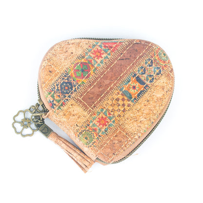 Printed Cork Heart-Shaped Women's Coin Purse | THE CORK COLLECTION