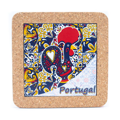 5 unités sous-verres en liège avec céramique ethnique portugaise Azulejo L-861-Coaster