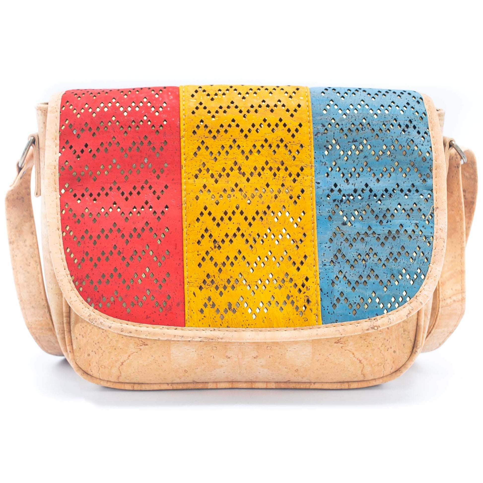 Colorful Dia-Flap Everyday Cork Sling Bag | THE CORK COLLECTION