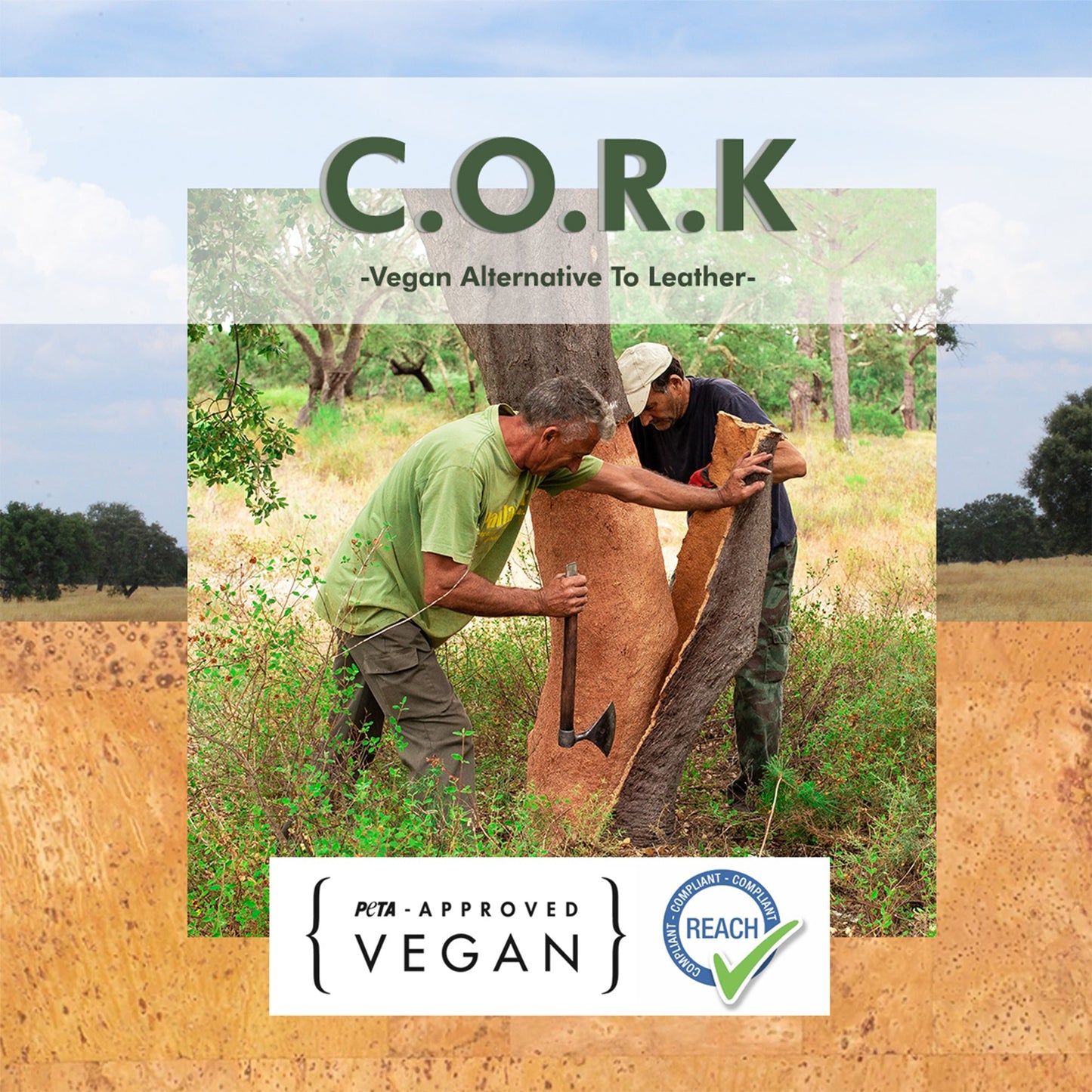 Natural Cork Geometric Chain Crossbody Vegan Bag | THE CORK COLLECTION
