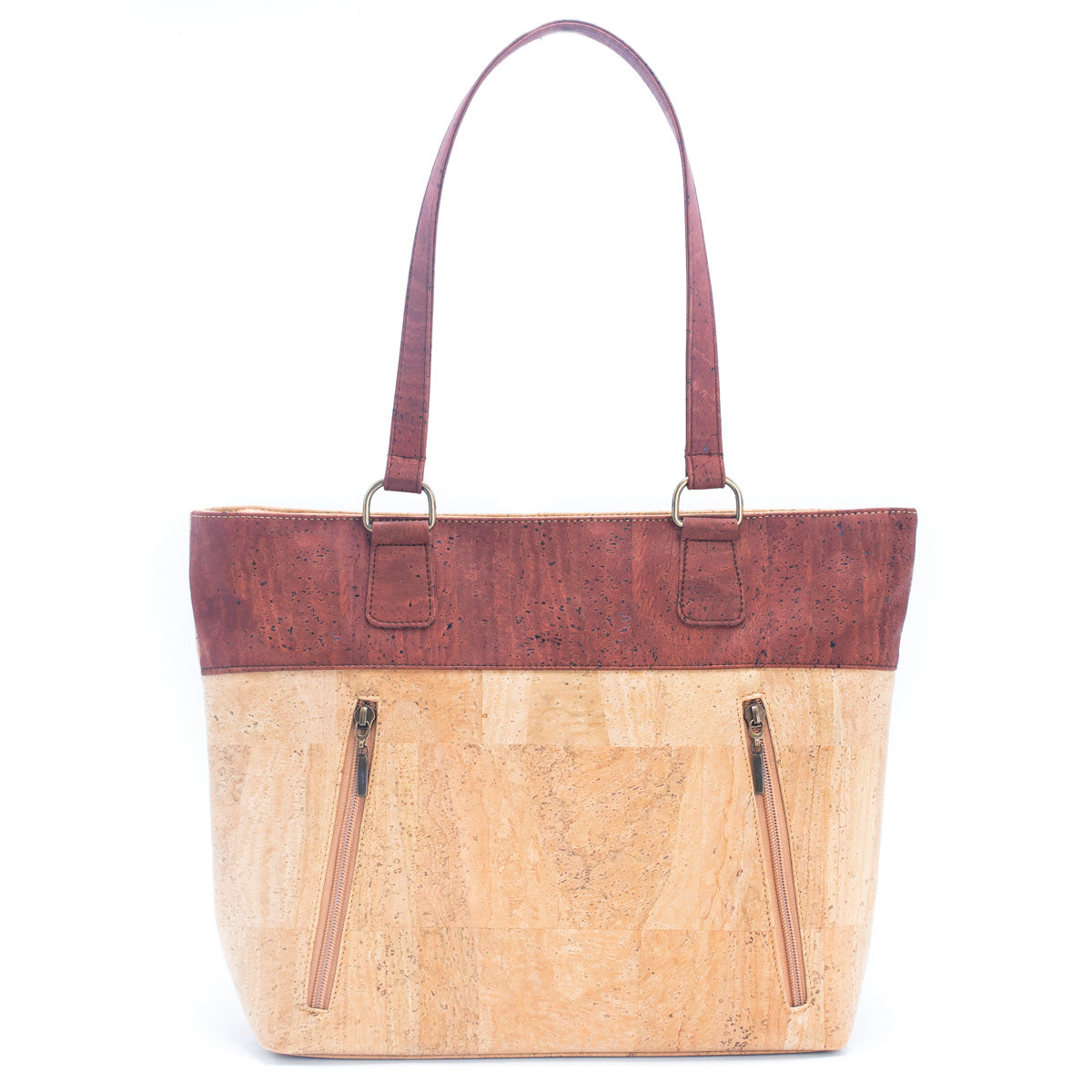 Cork w/ Color Charcoal Style Zipper Women Handbag | THE CORK COLLECTION