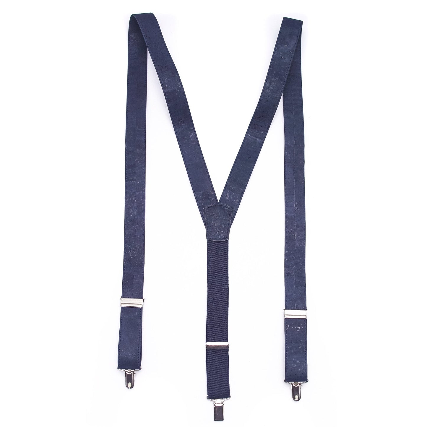 Dark Blue Adjustable Cork Straps Suspenders L-542-F