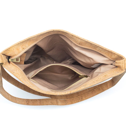 Vegan Natural Cork Double Zipper Handbag | THE CORK COLLECTION