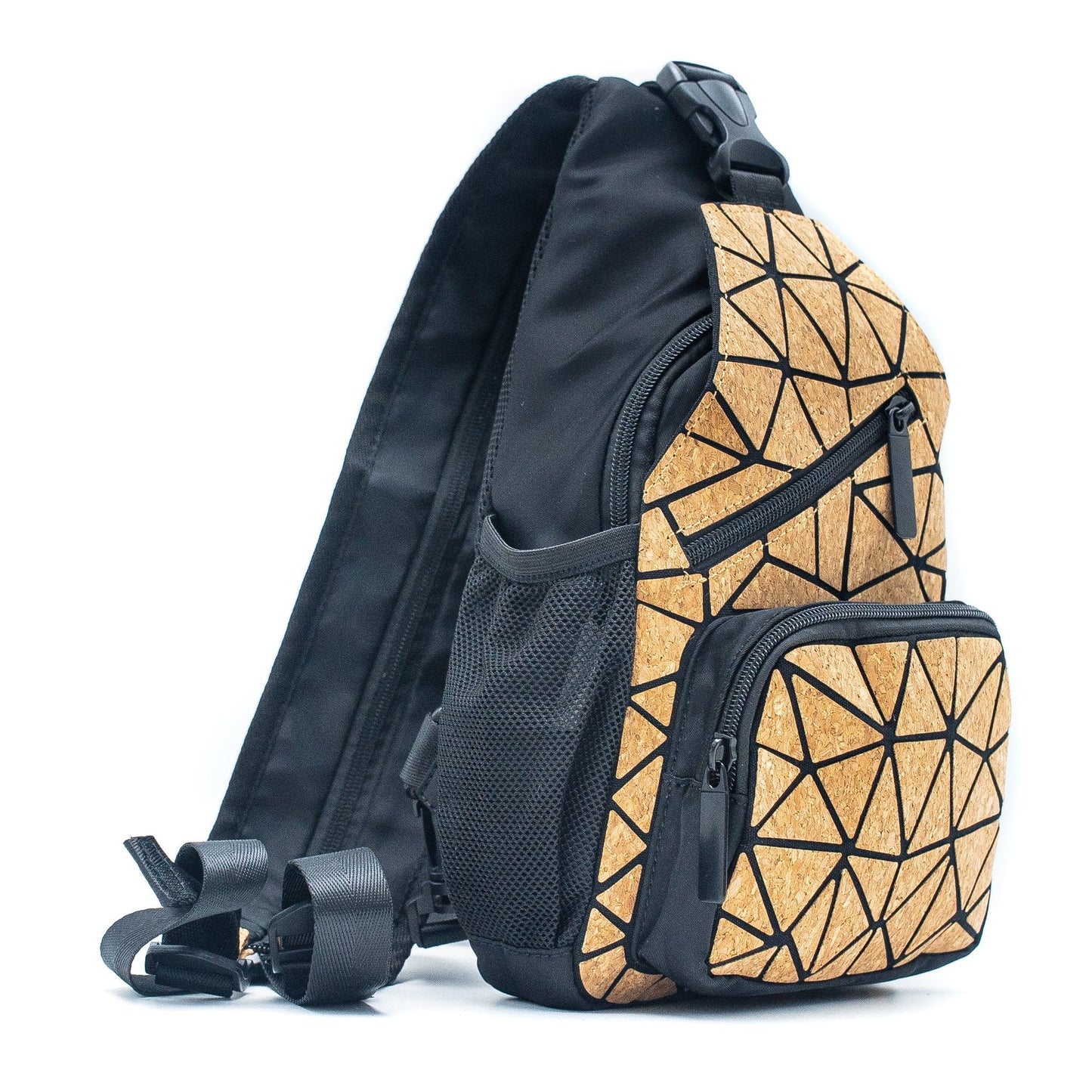 Geometric Web Cross-Over Cork Vegan Backpack | THE CORK COLLECTION