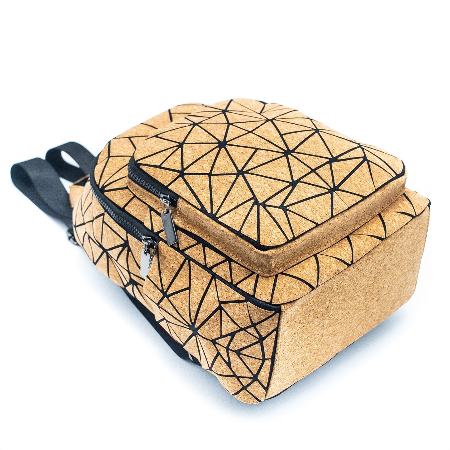 Geometric Web Compact Vegan Cork Backpack | THE CORK COLLECTION