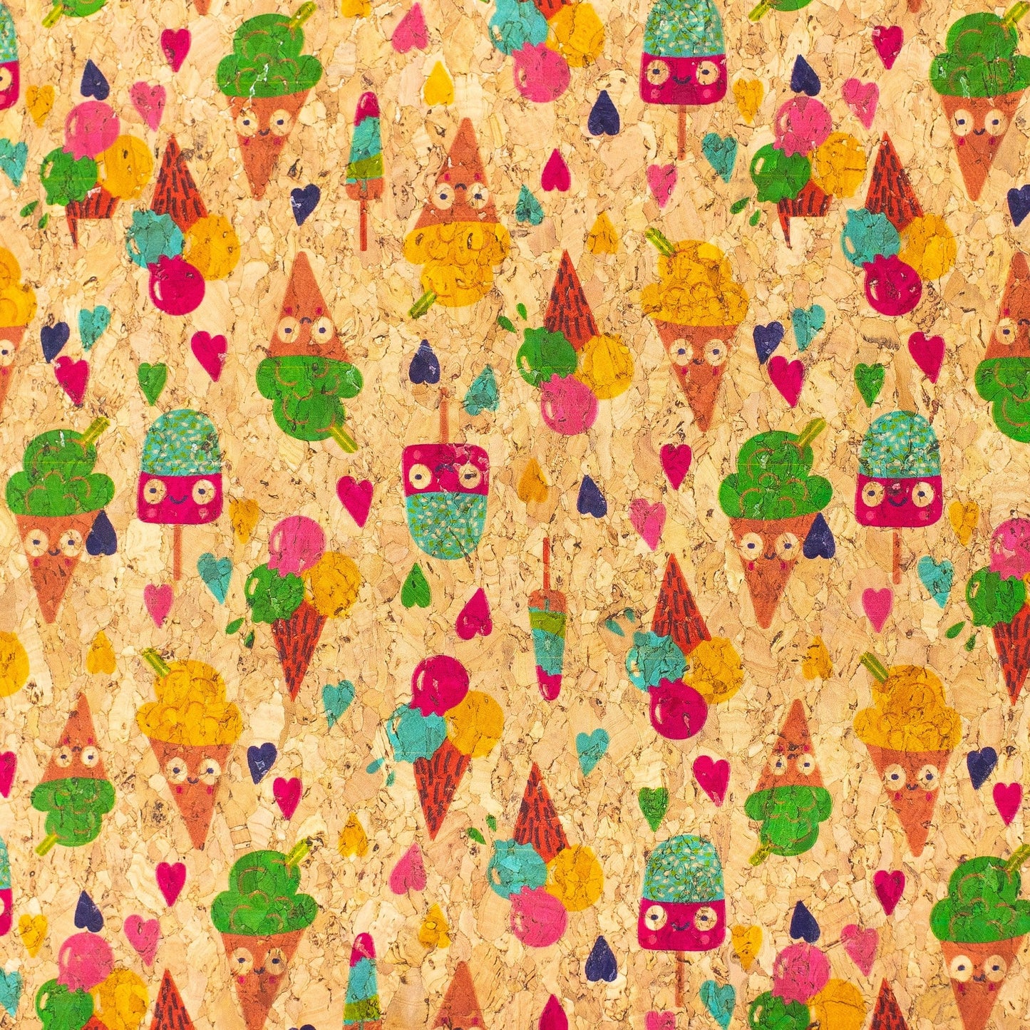 Sweet Popsicle Pattern Vegan Cork Fabric  | THE CORK COLLECTION