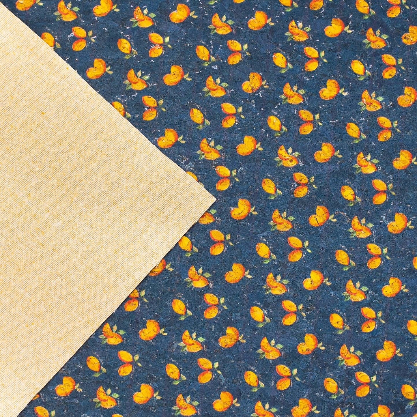 Fruity Lime & Blue Printed Vegan Cork Fabric | THE CORK COLLECTION