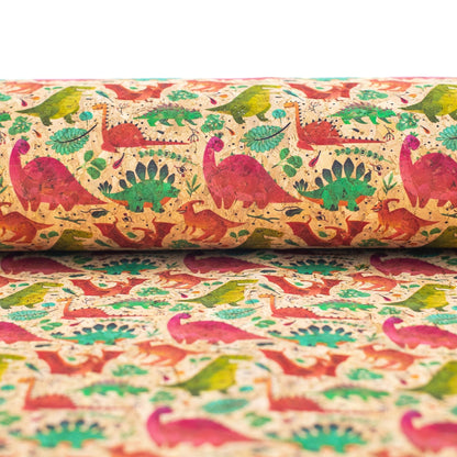 Quirky Dinosaur Printed Vegan Cork Fabric | THE CORK COLLECTION