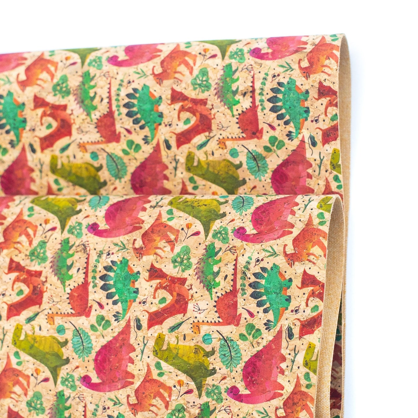 Quirky Dinosaur Printed Vegan Cork Fabric | THE CORK COLLECTION