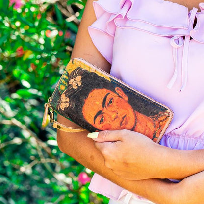 Classic Frida Kahlo Cork Art Vegan Zipper Wallet - BAG-2076-E
