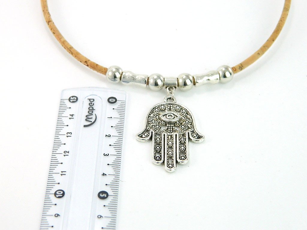 Hand of Fatima Cork Necklace Ne-1030
