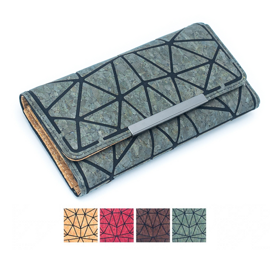 Trifold Geometric Cork Colors Vegan Women's Wallet BAG-2061