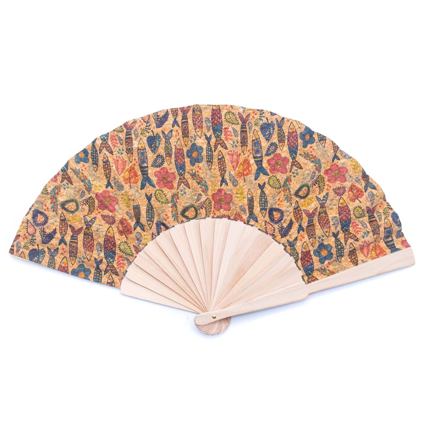 Cork Antique Wooden Folding Hand Fan w/ Box | THE CORK COLLECTION
