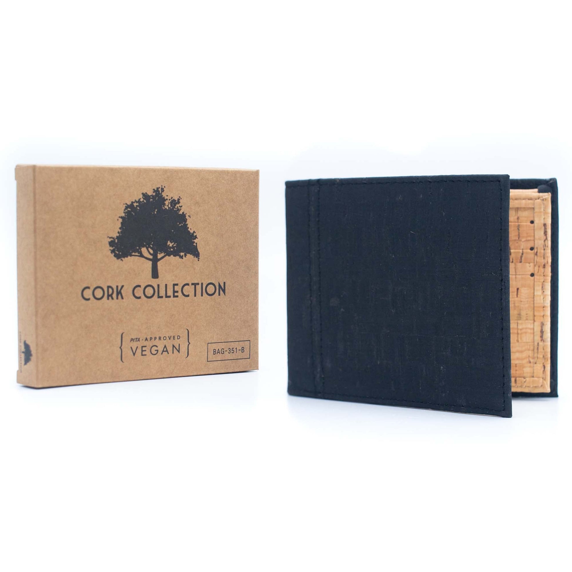 Slim Black & Brown Natural Cork Vegan Men's Wallet | THE CORK COLLECTION