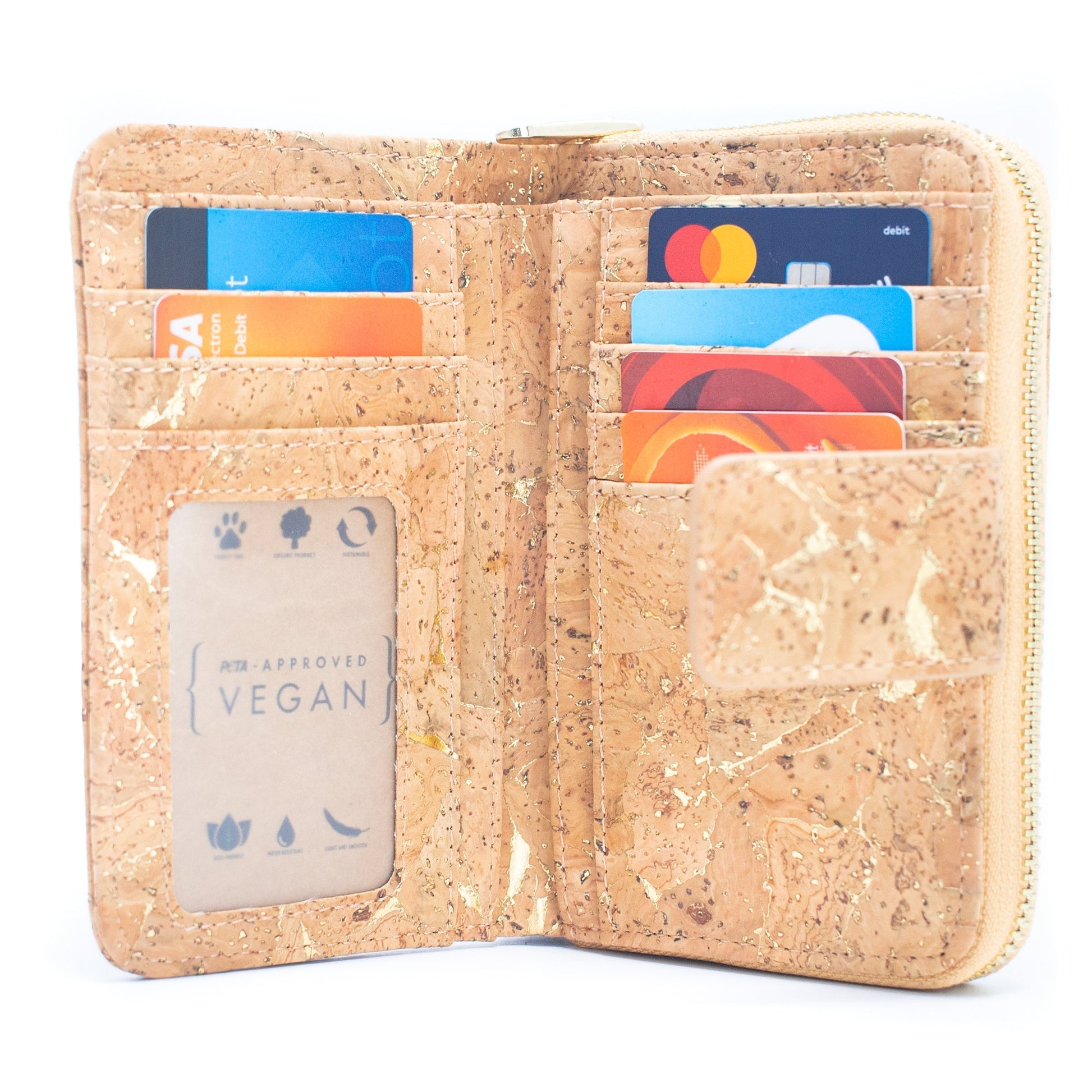 Lux Golden Bifold Smart Cork Vegan Women's Wallet | THE CORK COLLECTION