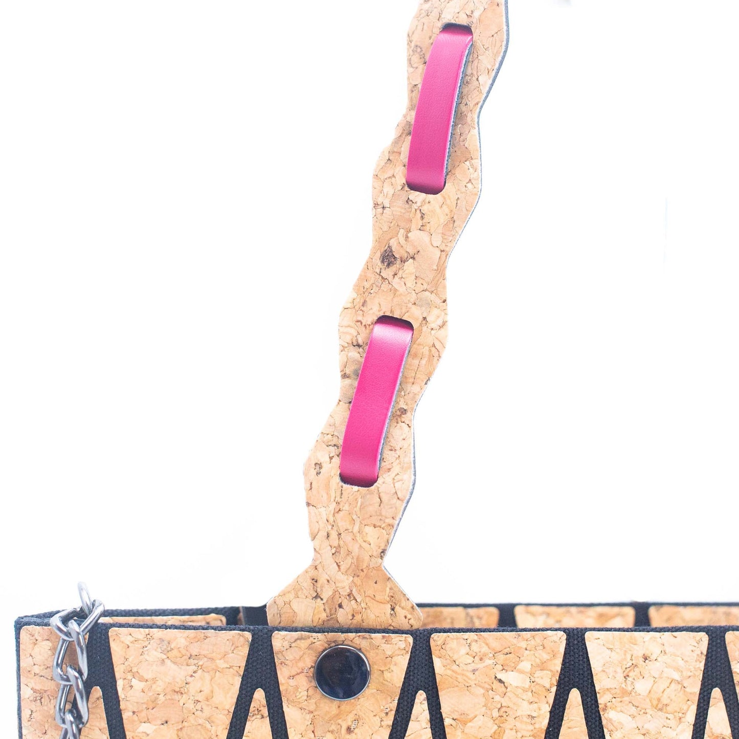 Pink, Black & Lake Blue Natural Cork Geometric Handbags | THE CORK COLLECTION