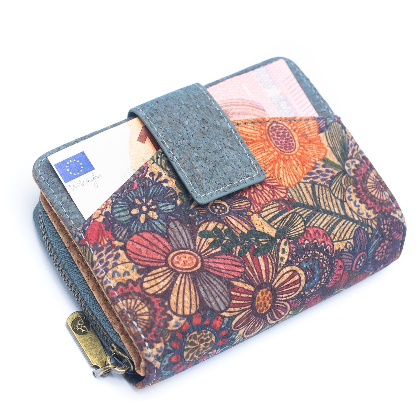 Mini portefeuille carré en liège coloré HY-020-MIX-6 (6 unités)