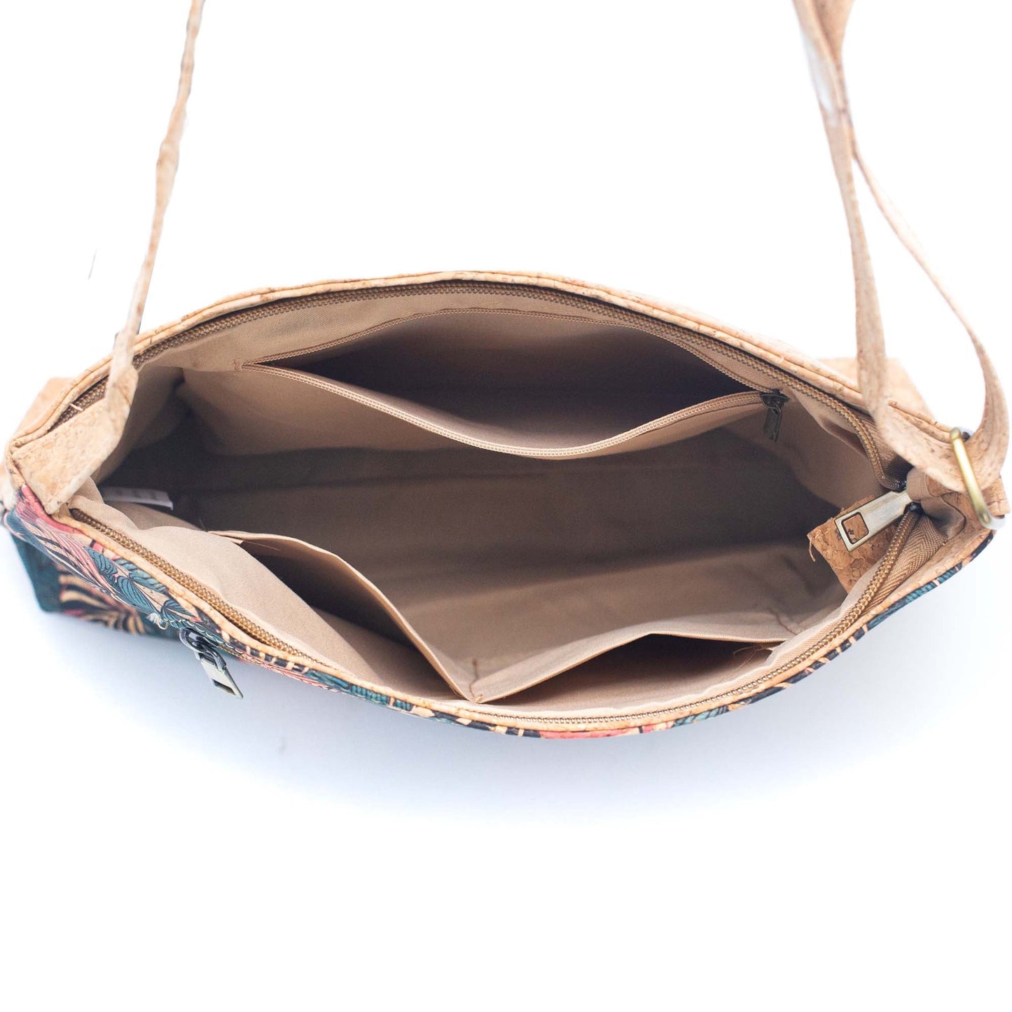 Natural Cork Shoulder Bag w/ Front Zipper Pocket | THE CORK COLLECTION