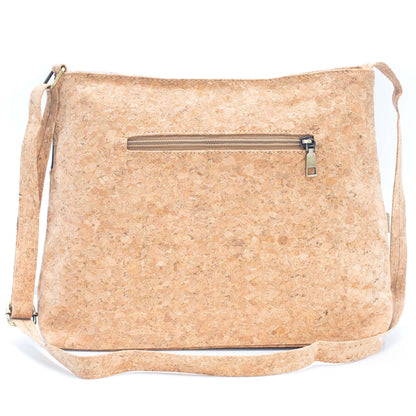 Natural Cork Shoulder Bag w/ Front Zipper Pocket | THE CORK COLLECTION