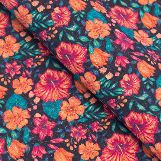Flower Bush Pattern Cork Fabric COF-391-A