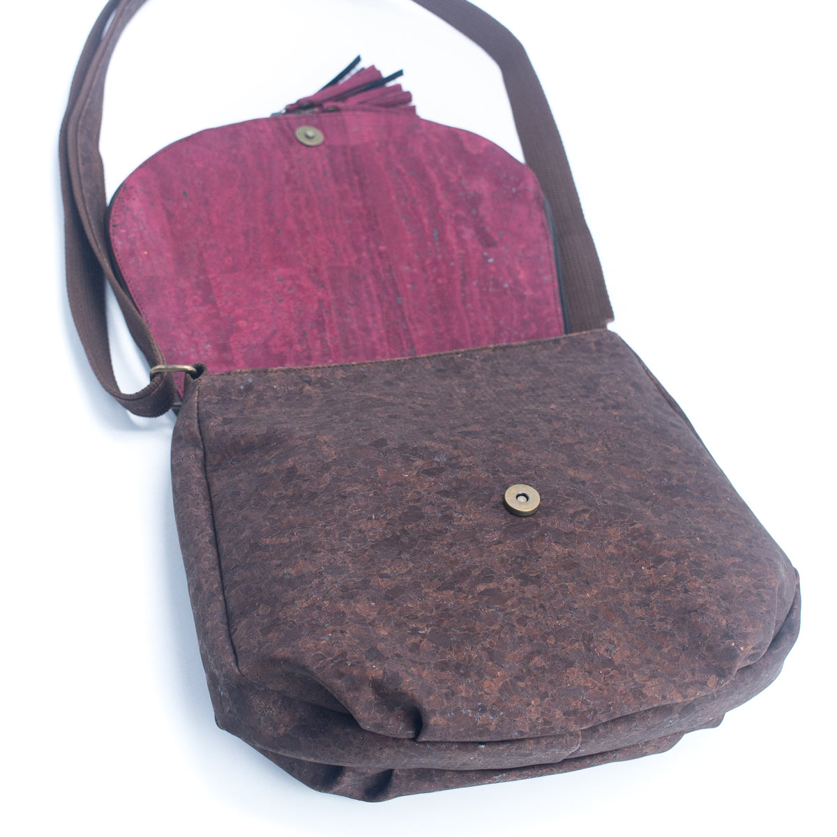 Brown w/ Color Cork Tassel Crossbody Women's Vegan Bag | THE CORK COLLECTION