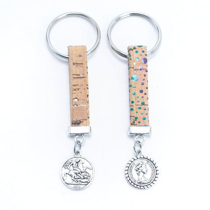 pendant Simple colorful cork handmade  keychain  I-065-MIX-10