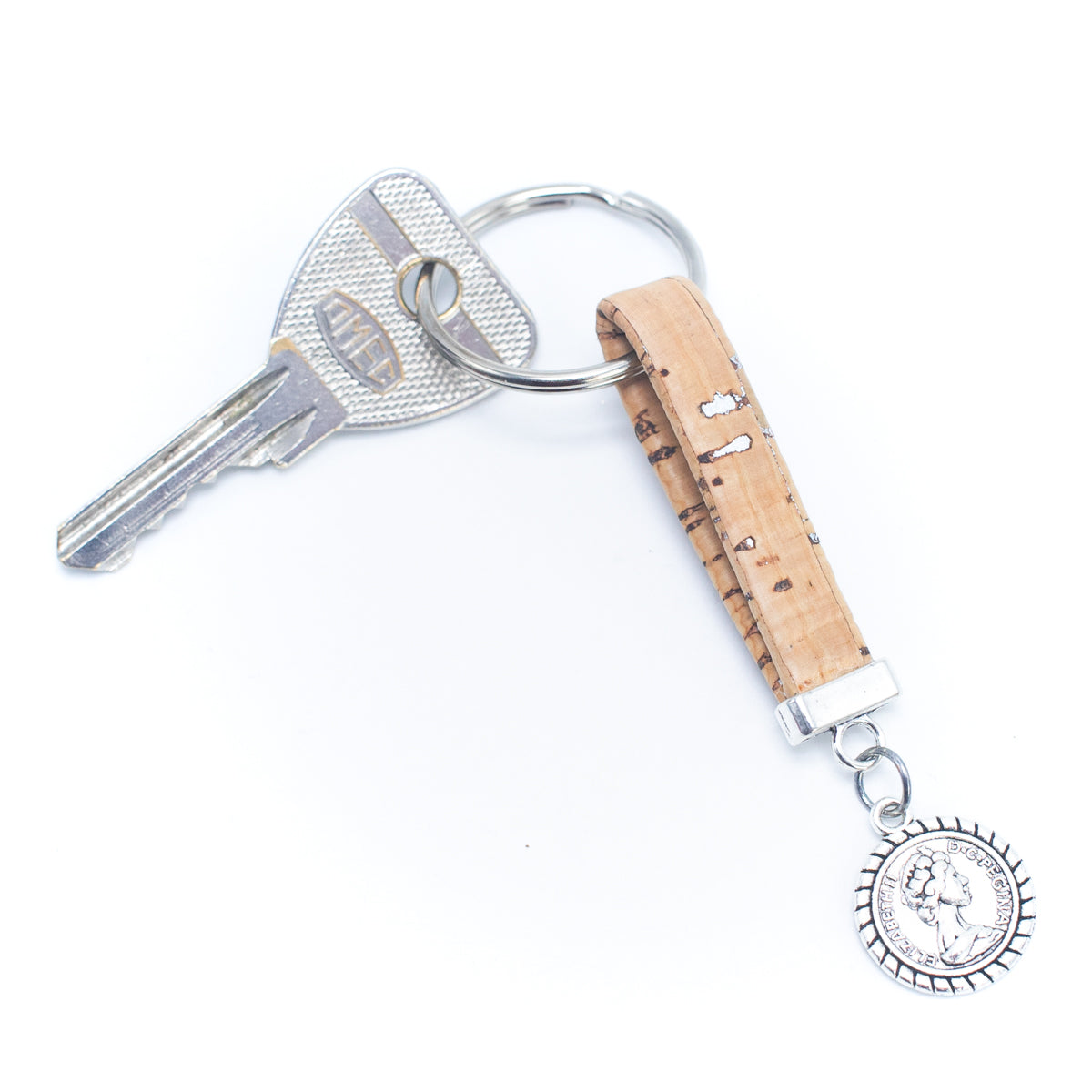 pendentif Porte-clés fait main simple en liège coloré I-065-MIX-10
