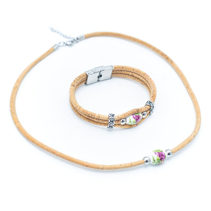 Cork & Stainless Steel Necklace & Bracelet | THE CORK COLLECTION