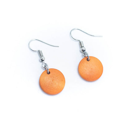 Orange Round Handmade Cork Earrings for Women ER-078
