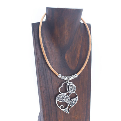 Natural Cork Handmade necklace  women original wooden jewelry N-008-5