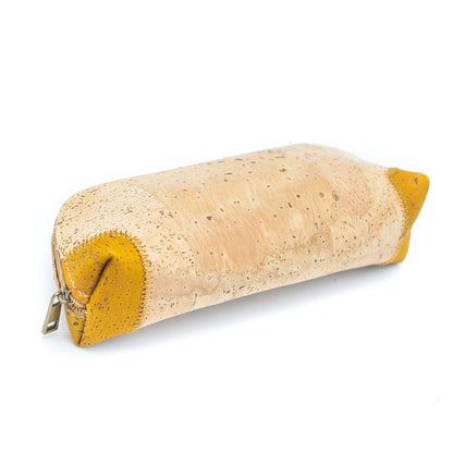 Natural Cork w/ Yellow Conners Curved Compact Vegan Pencil Case (5 units) | THE CORK COLLECTION