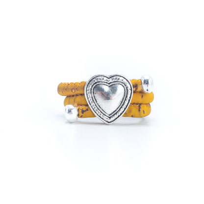 Bague coeur coloré fait à la main anneaux en liège naturel original RW-007-MIX-10
