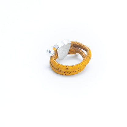Bague coeur coloré fait à la main anneaux en liège naturel original RW-007-MIX-10