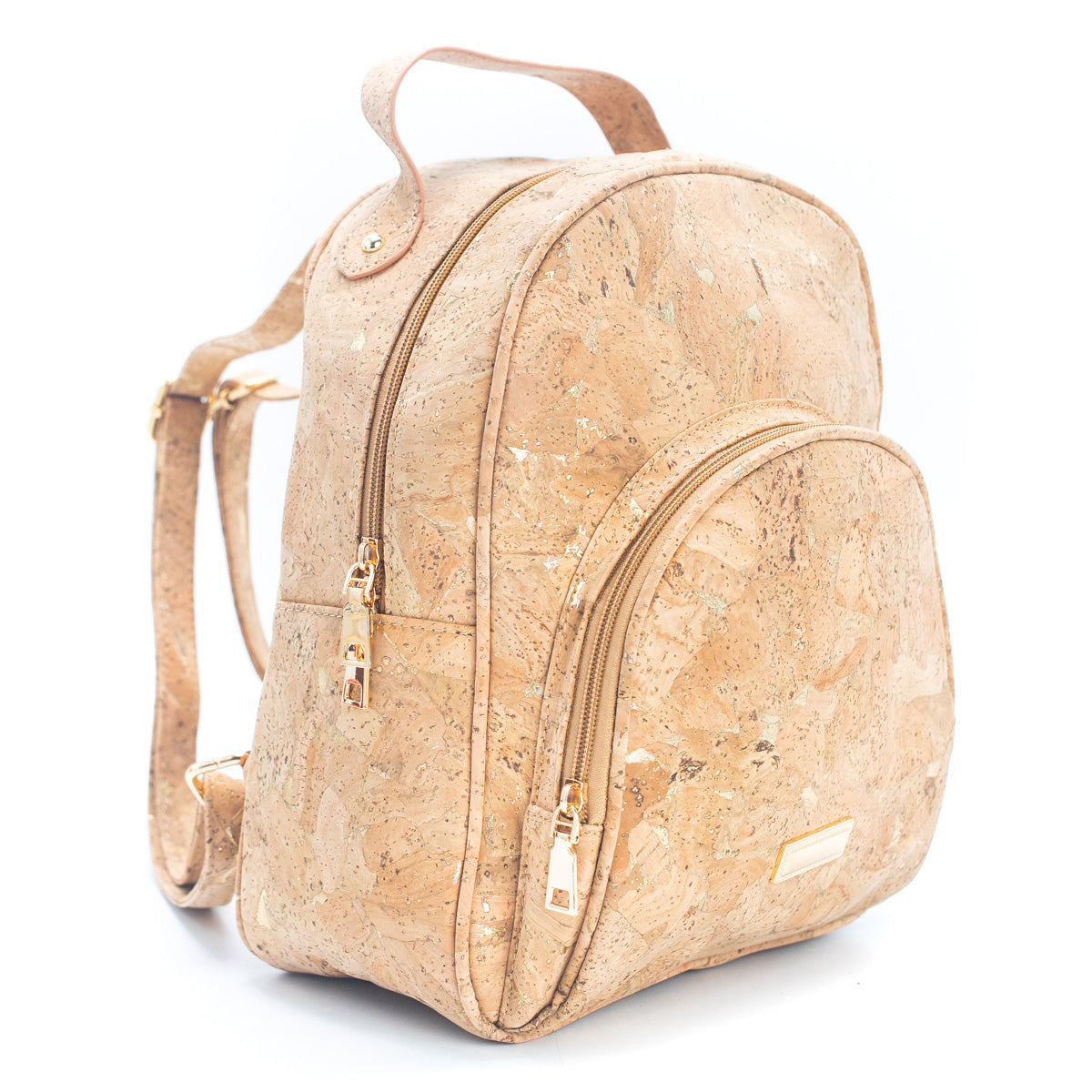 Natural & Molten Gold Cork Flap Daily Vegan Backpack  | THE CORK COLLECTION