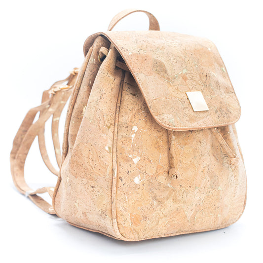 Golden Drawstring Closure Pocket Women's Backpack | THE CORK COLLECTION