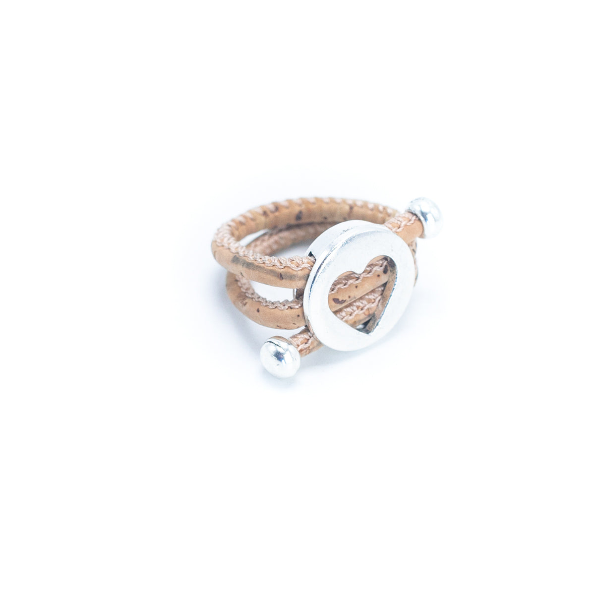 Hollow Heart Pendant Antique Silver Vintage Women's Cork Ring RW-020-MIX-10