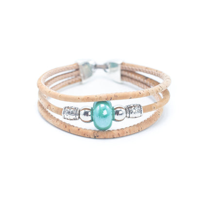 Bracelet en liège naturel perlé BR-279-MIX-5