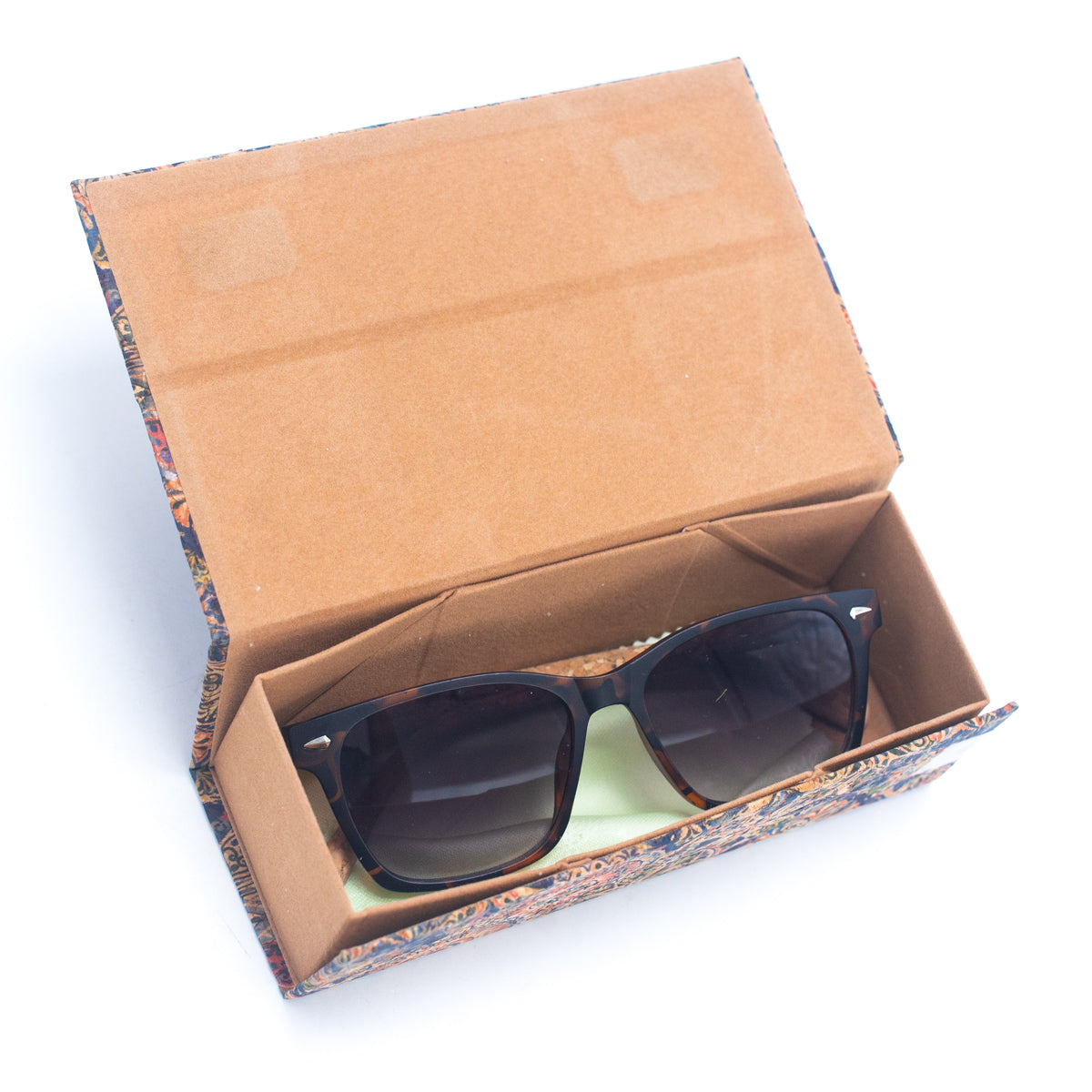 12 Units Naturally Printed Foldable Rectangular Cork Eyeglass Case L-903-12